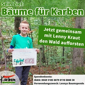 Lenny Kraut sammelt Spenden für die Aufforstung des Karbener Walds © Stadt Karben